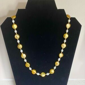 14k FIC Cultured freshwater coin pearls w/ freshwater pearls and gold accents
